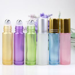 10ml Pearlescent Glass Empty Perfume Bottle Roll-on Bottle for Essential Oils with Steel Roller Ball WB3437