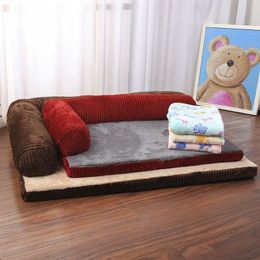 Luxury Large Dog Bed Sofa Dog Cat Pet Cushion Mat For Big Dogs L Shaped Chaise Lounge Sofa Pet Beds LJ201028