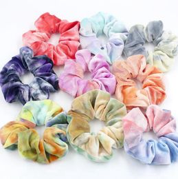 Tie Dyed Hairbands Women Hair Scrunchies Velvet Elastics Hairbands Stretchy Hair Ties Ropes Ponytail Holder Girls Accessories 9 Colours D4944
