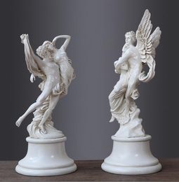 Ancient Greek mythology love character sculpture, modern resin angel crafts, lover statue home decorations wedding birthday gift T200703