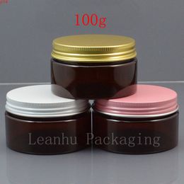 50 pcs / lot 100g empty brown thicken cream jar , white gold pink Aluminium screw cap 100cc solid cosmetic containerhigh qualtity