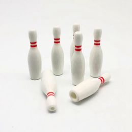 Smoking Portable White Ceramics Bowling Shape Philtre Dry Herb Tobacco Cigarette Holder Mouthpiece Catcher Taster One Hitter Pipes High Quality DHL Free