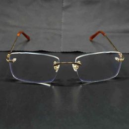 Rimless Clear Eye Glasses Frames Mens Transparent Optical Spectacles Metal Carter Deisgner Eyewear Fill Prescription Glasses263Q