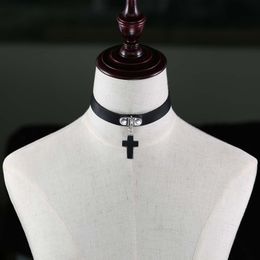 Cross pendant Choker Necklace soft pu choker collar for women Sexy girl nightclub fashion Jewellery will and sandy new