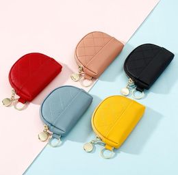 DHL100pcsCoin Purses Women PU Cute Semicircle Plain Min Zipper Wallet Mix Color