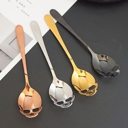 304 Stainless Steel coffee spoon Skull shape dessert Food grade ice cream candy tea spoon tableware 4 Colours
