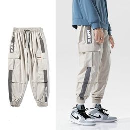 Streetwear Casual Joggers Men Striped Mens Cargo Pants Fashion Slim Harem Ankle-length Trousers Men's