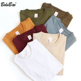 BOLUBAO Brand Men's Casual T-Shirt O-Neck Solid Color Male T-Shirts Slim Fit Cotton Short Sleeve T Shirt Unisex tops & tees 220312