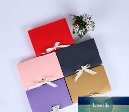 100pcs 26x17.5x3.5cm Large Gift Box Cosmetic Bottle Scarf clothing Packaging Colour Paper Box with ribbon Underwear packing box SN3349