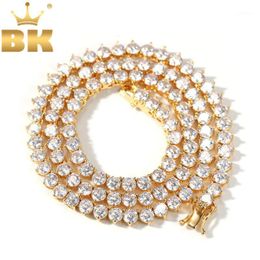 Chains THE BLING KING Style 4mm White CZ Tennis Chain With Men And Women Necklace Fashion Hiphop Jewelry Wholesale/Drop 1