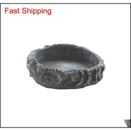 Reptile Supplies Water Dish Food Bowl Resin Rock Worm Feeder For Leopard Gecko Lizard Spide qylRtN packing2010