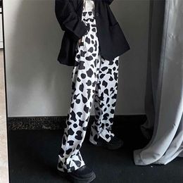 HOUZHOU Cow Print Summer Korean Style Wide Leg for 2020 Fashion Women Vintage Joker Palazzo Pants LJ201029