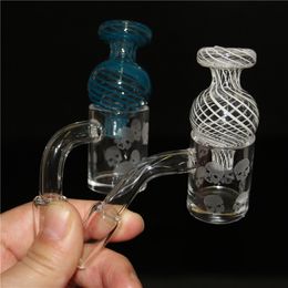 Smoking pure Quartz Banger Nail with Pattern and Carb Cap 14mm Joint domeless bangers For Glass Bongs water pipe