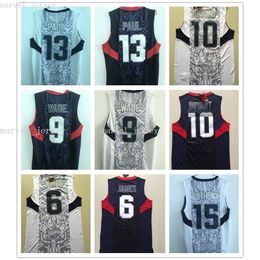 Stitched custom American Dream Jersey 6 James 10 15 Anthony 13 Paul 9 WADE Vest women youth mens basketball jerseys XS-6XL NCAA
