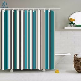 Decorative Geometric Shower Curtain Stripe Wave Waterproof Bath Curtains For Bathroom Rideau De Douche Y200108