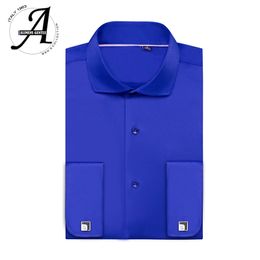 Bamboo Fibre Elastic French Cuff Shirts Non-iron Long Sleeve Dress Shirt Plus size 9XL Easy Care Formal Shirt For Men 201123