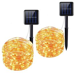 100/200 LEDs Solar Strip Light IP65 Copper Wire String Fairy Light Outdoor Solar Panel Powered Home Garden Christmas Party Decor Y200903