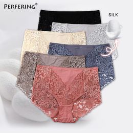 Perfering Sexy Women Plus Size Lace Panties 3Pcs/lot Underwear Briefs XL 2XL 3XL Mid Waist Lingerie Intimates Lady Underpants 201112
