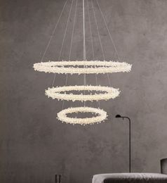 Modern minimalist led chandelier lights living room bedroom pendant lamps luxury crystal chandelier flower ring restaurant lighting