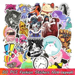 50 PCS Motorcycle Stickers Graffiti Funny Cool Anime Decals Sticker for Home Decoration Snowboard Laptop Guitar Bicycle Helmet Wal4895507
