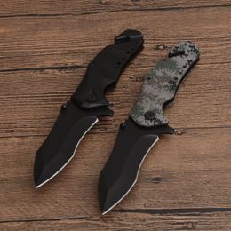 High Quality New Flipper Folding Knife 5Cr13Mov Black Drop Point Blade Steel Handle Survival Tactical Knives 2 Handle Colours