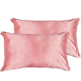 2Pcs/set Duerer Two-Pack Silky Satin Pillowcases for Hair and Skin Standard/Queen/King Size Pillow Case with Envelope Closure 201114