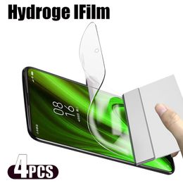 4PCS Full Cover Hydrogel Film On Xiaomi Redmi 10S 9AT 9C 8A Pro Max NFC Soft Screen Protector On Note 10T 9T 9S
