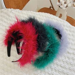 Fashion hair accessories women plush headbands wide brim feather headband girl Christmas creative face wash hair band headwear