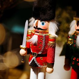 Handcraft Puppet Wooden Christmas nutcracker soldier Doll Gift Figures brain hazelnut home office Party Ornament Xmas Tree Decor 201204