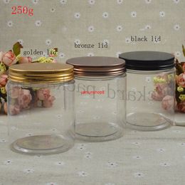 40pcs 250g empty round cosmetic cream PET containers,250cc jars for cosmetics packaging plastic bottles with metal lidsgood package