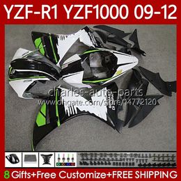 OEM Body For YAMAHA YZF-R1 YZF1000 YZF R 1 1000 CC 2009-2012 Black green white Bodywork 92No.14 YZF R1 1000CC YZFR1 09 10 11 12 YZF-1000 2009 2010 2011 2012 MOTO Fairings Kit