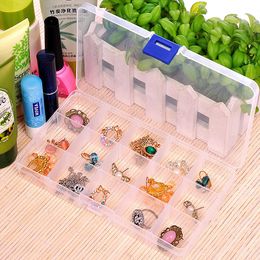 17.3*9.8*2.3CM 15 Compartment Plastic Clear Storage Box Small Bins for Jewellery Earrings Toys Container