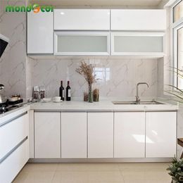 Modern DIY Self Adhesive Wall Sticker Kitchen Cabinet Door Wardrobe Furniture PVC Contact Paper Solid Colour Home Decor Wallpaper 201201