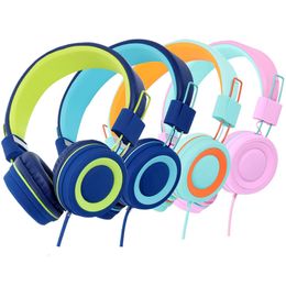 kids Headphones with Microphone Music Stereo Earphones Adjustable Foldable Wired Children Headset for Girl Boy Gift Online Learning Tablet ipad iphone