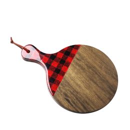 2021 Plaid Epoxy Chopping Blocks Custom Food Grade Walnut Round Food Trays Gift Bakeware Tools with Handle Cutting Board DOMIL1061707