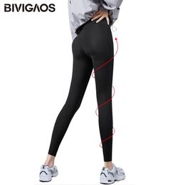 BIVIGAOS Micro Pressure Sharkskin Leggings Women Black Fitness Shaping Hip Lifting Leggings Skinny Slim Sport Workout Leggings 201027