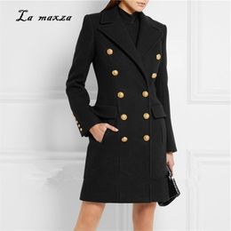 Women Winter Coat Wool Vintage Elegant Clothes OL Fashion Outwear Long Coat Winter New Women Plus 201103