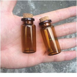2ml 5ml 10ml Amber With Cork Empty Small Brown Tiny Mini Glass Bottles Vials Jars Container jllqVt