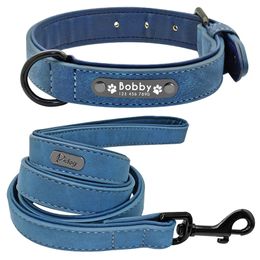 VIP Link--Customized Collars Personalised Padded Collar Leather Dog Walking Leash For Small Medium Large Dogs 201104