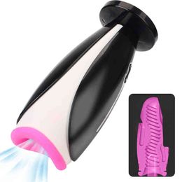 NXY Sex Masturbators Heated Penis Pump Glans Sucking Cock Exerciser Blowjob Oral Toys for Men 3d Vagina Real Pussy Male Masturbation Cup Erotic 220127