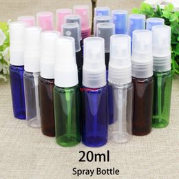 20ml Empty Plastic Spray Water Bottle Refillable Cosmetic Makeup Perfume Travel Packaging Containers Blue Brown Green Atomizerfree shipping