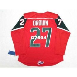 Men #27 JONATHAN DROUIN HALIFAX MOOSEHEADS 2013 Vintage Away Home Hockey Jersey or custom any name or number retro Jersey