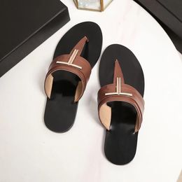 2022Top Quality luxuries THOM designer BROWN Women Slippers Sandals Shoes Slide Summer Fashion Wide Flat Flip Flops