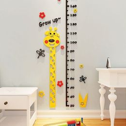 Wall Stickers For Kids Rooms Monkey Giraffe Height Measure Wall Sticker 3d Wall Stickers For Bedroom Decor 3D Acrylic Wallpaper 201201