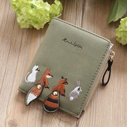 Hot Sale New Women Wallet Lovely Cartoon Animals Wallet Women Short Leather Women Wallets Zipper Purses Portefeuille Female Purse Clutch