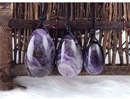 Natural Amethyst Yoni Egg Set Female Pelvic Floor Muscle Kegel Movement Tightening Emerald Crystal Yoni Egg