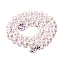 8-9mm White Pearl Necklaces Near Round Natural Freshwater Pearl 925 Sterling Silver Choker Necklace For Women Jewelry Gift Q0531