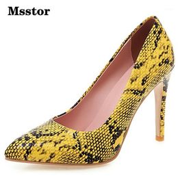Snake Print Pumps Shoes Women Stiletto Rubber Sexy Party Ladies High Heels Autumn Spring Yellow Shoes Women Mixed Colours Fashion1