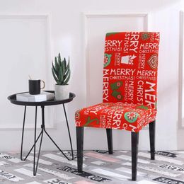 Chair Covers Household Creative Christmas Printed Dining Room Stretch Seat Cover Protective Case Party1