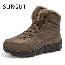 SURGUT Men Boots 2018 New Fashion Suede Leather Boots Men Casual For Spring Winter Keep Warm Lace Up Snow1